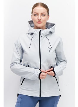 Buy Women Sportswear Fit Hooded Long Sleeve Training Sweatshirts, Platinum Grey in UAE