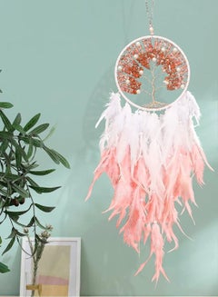 Buy Dream Catcher, Tree of Life Pink Dreamcatcher Handmade Dream Catchers with Natural Healing Crystal Stone Wall Hanging Decor Ornaments Craft for Girls Bedroom, Car, Home Decoration in UAE
