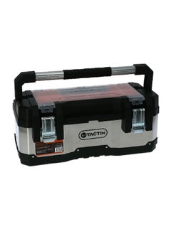 Buy Heavy Duty Stainless Steel and Plastic Tool Box with Latch Lock Black and Silver 58.5 cm 321118 in Saudi Arabia