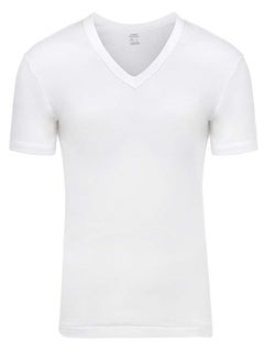 Buy Premium Men's T-Shirt – [Pack of 6] White, V-Neck Half Sleeve Vests with 1X1 Rib, Close-To-Body Fit, Cotton T-Shirt for Men, Machine Washable in UAE