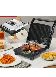 Buy King Healthy Electric Grill 2200W with Non-Stick Plates Adjustable Temperature Control Cool Touch Handle Stainless Steel Top Lid Removable Grill Plate Large Cooking Plate 32 x 26 Multi-Use Silver - K-498 in Egypt