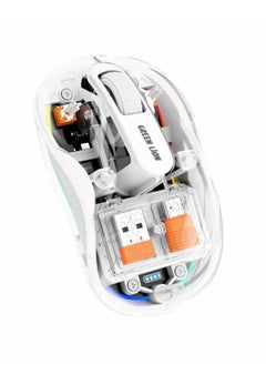 Buy Wireless Turtle Transparent Mouse 400mAh Battery Capacity, Adjustable DPI 800-2400, 3 Devices Connection, 2.4GHz USB-A & Type-C, 10M Range, Rechargeable, Portable & Lightweight - White in UAE