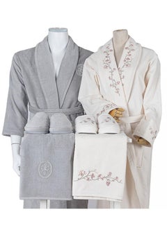 Buy Set Bath Robe Grey Istanbul Cables in Saudi Arabia