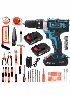 Buy 128 Piece Power Tools Kit with 48V Cordless Drill, Professional Household Home Tool Kit Set with DIY Hand Tool Kits for Garden Office House Repair Maintain in Saudi Arabia