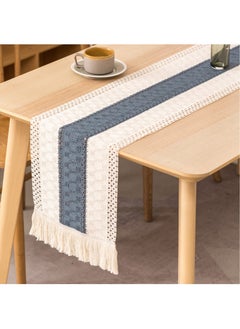 Buy Tablecloth - Table Runner with Tassels Cotton Hessian, Splicing Cotton Linen Table Runners, Soft Table Runner for Festive Wedding Table Decoration Beige 12*70.9inch in UAE