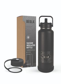 اشتري Insulated Water Bottle with Straw Lid -1200ml, Mountain Black في الامارات