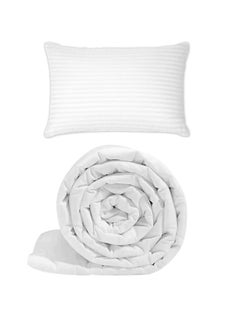 Buy Single Duvet Insert Plain White 160X220Cm With 1 Piece Pillow in UAE