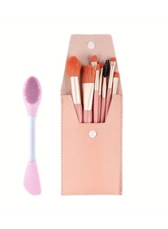 Buy 8Pcs Professional Make Up Brush Set Including Powder Brush Eyeshadow Brush Highlighter Brush And Other Makeup Tools - Orange in UAE