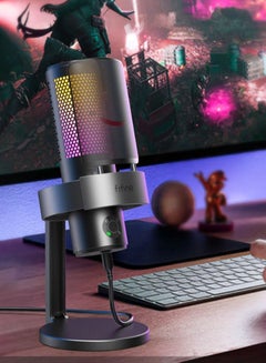 FIFINE Gaming Usb Microphone For Pc Ps5,Fifine Condenser Mic With Quick  Mute,Rgb Indicator,Tripod Stand,Pop Filter,Shock Mount,Gain Control For