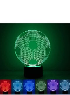 اشتري 3D Illusion Lamp 7/16 Colour Changing Acrylic LED Multicolor Night Light With Art Sculpture Lights Room Home Decoration+Remote Control USB Charger  Football في الامارات