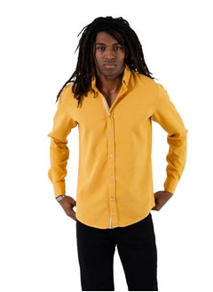 Buy Men's Shirt- cotton - Color  Mustard in Egypt