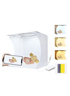 اشتري PULUZ 20cm Ring LED Panel Folding Portable Light Photo Lighting Studio Shooting Tent Box Kit with 6 Colors Backdrops (Black, White, Orange, Red, Green, Blue), Unfold Size: 24cm x 23cm x 22cm في السعودية