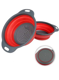Buy Household Silicone Collapsible Colanders Strainers Set of 2 Sizes 8in 2 Quart and 95in 3 Quart Red in Saudi Arabia