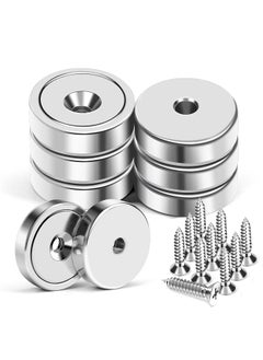 اشتري Powerful Neodymium Magnets 6 Packs Waterproof Strong Magnets with Hole 70lbs Force Neodymium Cup Magnets 32mm with Countersunk Hole and Steel Capsule Pot Magnet with Screws في الامارات