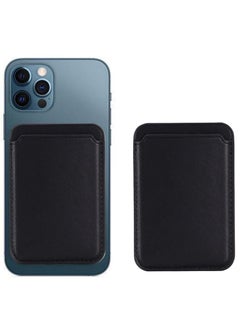 اشتري Mag Wallet Premium Leather Wallet Case with Magsafe for iPhone Magnetic Wireless Charging Card Holder Black في الامارات