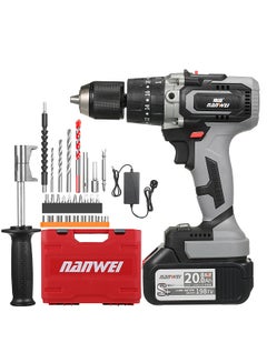 Buy 21V Cordless Drill Driver Batteries Max Torque 200N.m 1/2 Inch Metal Keyless Chuck 20+3 Position 0-2150RMP Variable Speed Impact Hammer Drill Screwdriver With PlasticTool Box and 27pcs Drill Bits in Saudi Arabia