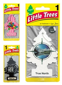 Buy 3 Pcs Hanging Paper Card Air Freshener, True North, Black Ice, Bubble Gum in UAE