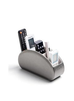 اشتري Liying Remote Control Holder with 5 Compartments - PU Leather Remote Caddy Desktop Organizer Store TV, DVD, Blu-Ray, Media Player, Heater Controllers, (Grey) في الامارات