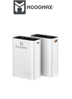 اشتري 20000 mAh Marvel power bank and 22.5W, with an elegant design and small size and weight, two ports (Type-C) and (USB-A) that support fast charging, a digital display screen, white color في السعودية