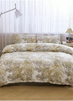 Buy 6 pieces, duvet cover set, golden leaf design. in UAE