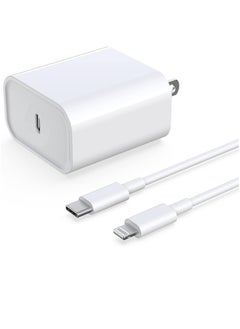 اشتري iPhone Fast Charger, 20W USB C PD Wall Charger Block Plug with[MFi Certified]6ft Type C to Lightning Cable Quick Charging Data Sync Cord for iPhone14 13 12 11 Pro Max Mini Xs Xr iPad Air في الامارات