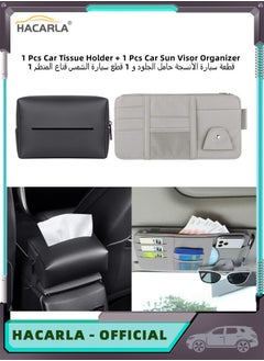 Buy 1 Pcs Car Tissue Holder Leather Hanging Tissue Box Holder And 1 Pcs Car Sun Visor Organizer Car Truck Visor Storage Pouch Storage Bag and Glasses Holder For Cards Pens and Document in UAE