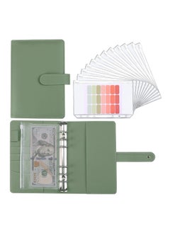 اشتري A6 Budget Binder with 12 Clear Envelope Organizing Zippered Storage Pockets, PU Leather Notebook Binder for Financial Management and Students في السعودية