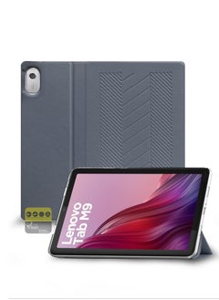 اشتري جراب من جلد البولي يوريثان بحامل ثلاثي الطي لهاتف Lenovo Tab M9 9 بوصة 2022 رمادي في السعودية