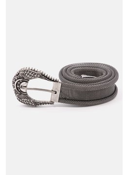 اشتري Women Rhinestone Buckle Metal Belt, Silver في السعودية