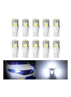 اشتري LED  سوبر برايت مصابيح LED ومصدر إضاءة سيارة بديلة مصابيح داخلية T10-5SMD-5050 عبوة بيضاء من 10 قطع (T10 50X10) في مصر