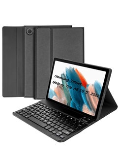 اشتري Samsung Galaxy Tab A8 10.5 Inch Smart Wireless BT Detachable Waterproof Magnetic Folio Stand Tablet Keyboard Cover Slim Protective Leather Keyboard Black في الامارات