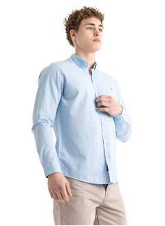 Buy Shirt Men's, Stylish Long-sleeved  Oxford Cotton, Baby Blue in Egypt