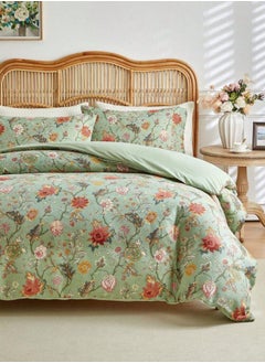 Buy Queen Size 6 Pieces, Reversible Style Duvet Cover Set, Roses Design Khaki Color. in UAE