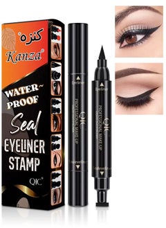 اشتري Waterproof Makeup Eyeliner Pen (Black) Double Ended Eye Liner Stamp Eye Makeup Double End Seal Waterproof & Long-Lasting Eyeliner Stamp for Home and Salon Use في الامارات