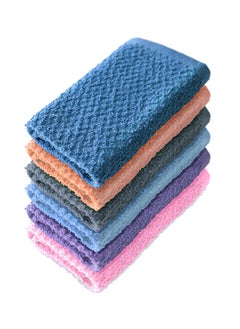 Buy 100% Cotton Terry Wash Cloth 6 Pieces Set, Super Soft Quick Dry Highly Absorbent, Size: 30 x 30 cm, Multi-Colour in UAE