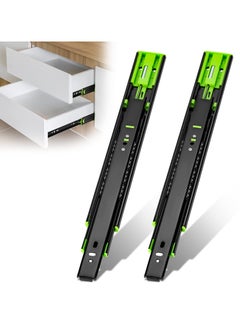 اشتري 2Pcs Drawer Slides, Soft Close Full Extension Drawer Runners 3 Folds Thicker Stainless Steel Ball Bearing Slides Cabinet Rails Track (300mm) في السعودية