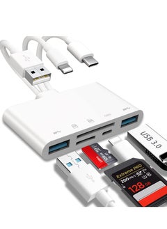 Buy 5-in-1 Memory Card Reader, USB OTG Adapter & SD Card Reader for iPhone/iPad, USB C and USB A Devices with Micro SD & SD Card Slots, OTG Adapter for SD/Micro SD/SDHC/SDXC/MMC in UAE