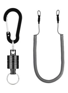 Buy Magnetic Net Release Holder, Double Keychain Hook for Fly Fishing, with Lanyard Carabiner, Fishing Quick-release Magnetic Buckle Strong Magnetic Wire Telescopic Rope Multi-purpose Quick-Release in Saudi Arabia
