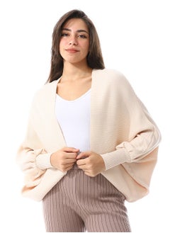 Buy Dolman Sleeves Ribbed Slip On Cardigan_ Beige in Egypt