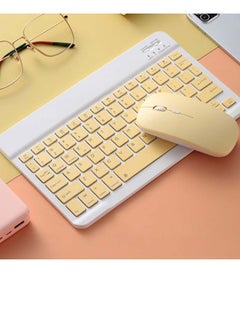 Buy Wireless Bluetooth Three System Universal Mobilephone and Tablet Keyboard with Mouse Set - English Yellow in Saudi Arabia