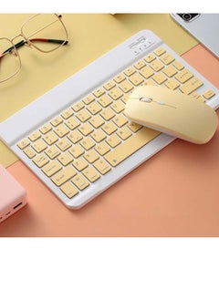 Buy Wireless Bluetooth Three System Universal Mobilephone and Tablet Keyboard with Mouse Set - English Yellow in Saudi Arabia