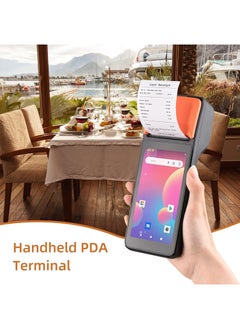 Buy Handheld 3G POS Receipt Printer Android 8.1 1D/2D Barcode Scanner PDA Terminal Support 3G WiFi BT Communication with 5.0 Inch Touchscreen 58mm Width Thermal Label Printing for Supermarket (PDA) in Saudi Arabia