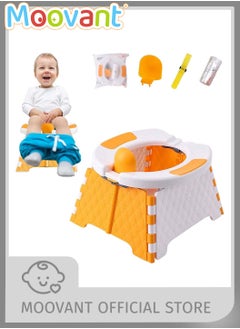 اشتري Portable Potty Training Toilet Seat with 30 Disposable Bags Foldable Travel Potty Chair Travel Small Potty Emergency Artifact Toilet for Car, Camping, Outdoor, Indoor Orange في السعودية