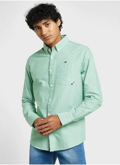 Buy Thomas Scott Cotton Button-Down Collar Twill Classic Slim Fit Opaque Casual Shirt in UAE