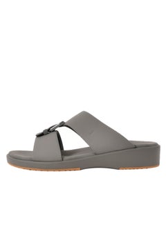 Buy Mens Textured Buckle Detail Sandals Grey in UAE