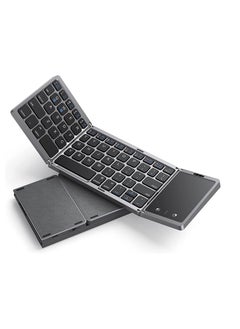 Buy Upgrade Foldable Bluetooth Keyboard, Tri- Foldable Portable Wireless Keyboard with Touchpad, USB-C Rechargeable for iOS, Android, Windows System Laptop Tablet Smartphone Device (Grey) in Saudi Arabia