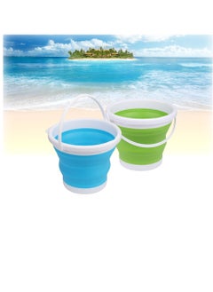 Buy 3L Round Foldable Beach Bucket 2PCS Large Silicone Pail Bucket Sand Buckets Collapsible Bucket Sand Beach Toys for Kids Adults Beach Play Camping Gear Water Food Jug Dog Bowls Camping in UAE