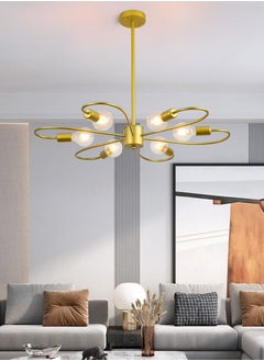 Buy Sputnik Chandelier Mid Century Modern Nordic Ceiling Light 6 Lights Ceiling Light Fixture Gold Light for Living Room Kitchen Bedroom Dining Room Adjustable Height in Saudi Arabia