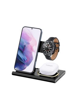 اشتري Wireless Charger for Samsung S23 Ultra, 3 in 1 Samsung Charging Station for Samsung S23+/S22 Ultra/S22/Z Fold 4/Z Flip 4, Samsung Watch Charger for Galaxy Watch 5/5 Pro/4/3/Active 2 في الامارات