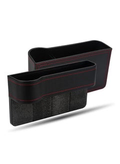 اشتري 2 Pack Car Seat Gap Organizer Storage Box Cup Holder Car Console Side Pockets PU Leather Cellphones Key Cards Sunglasses Small Items Car Interior Accessories في السعودية